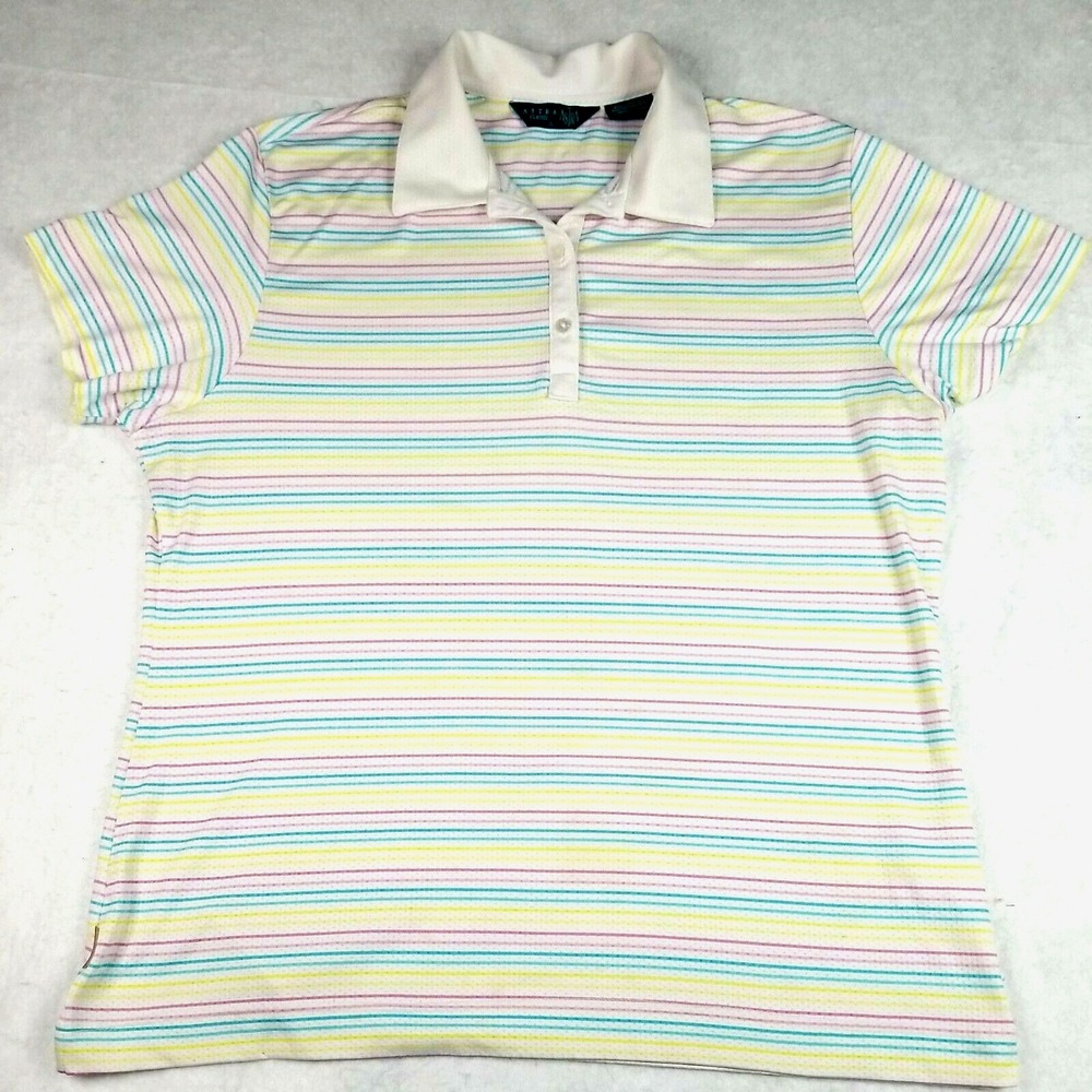 ASTRA CLASSIC Ladies Knit Collar Stripe Golf Top UV Cut SPF 60 Breathable Cool L